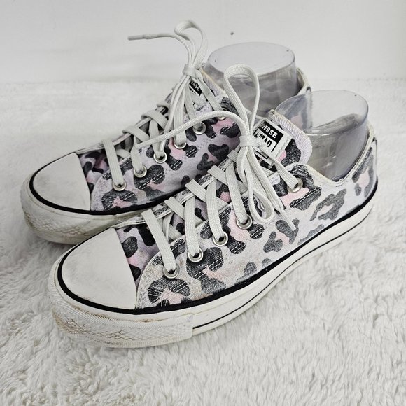 Converse Shoes - Converse Pink Black Leopard Low Top Sneakers Size 9